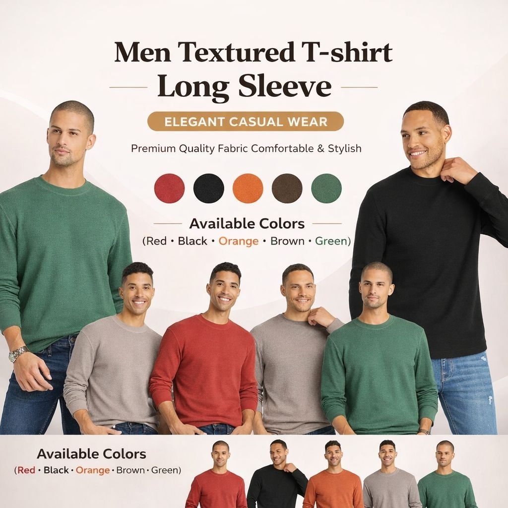 [AMM 128] GF TEXTURED T SHIRT PRIA LENGAN PANJANG WAFFLE KNIT