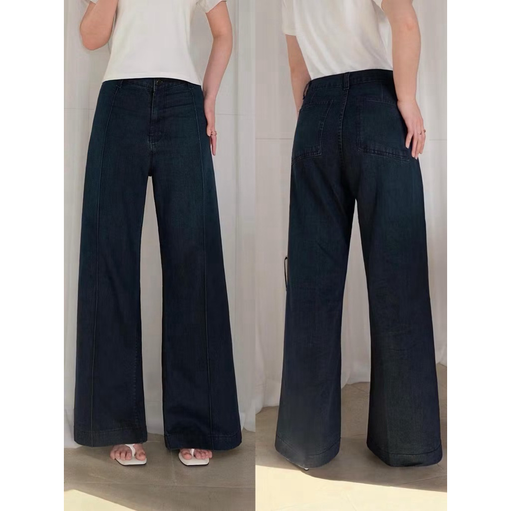 [PRELOVED] Gracias Label - Aria Pants - Culotte Denim - High waist - Celana Wanita - Loose Pants -  