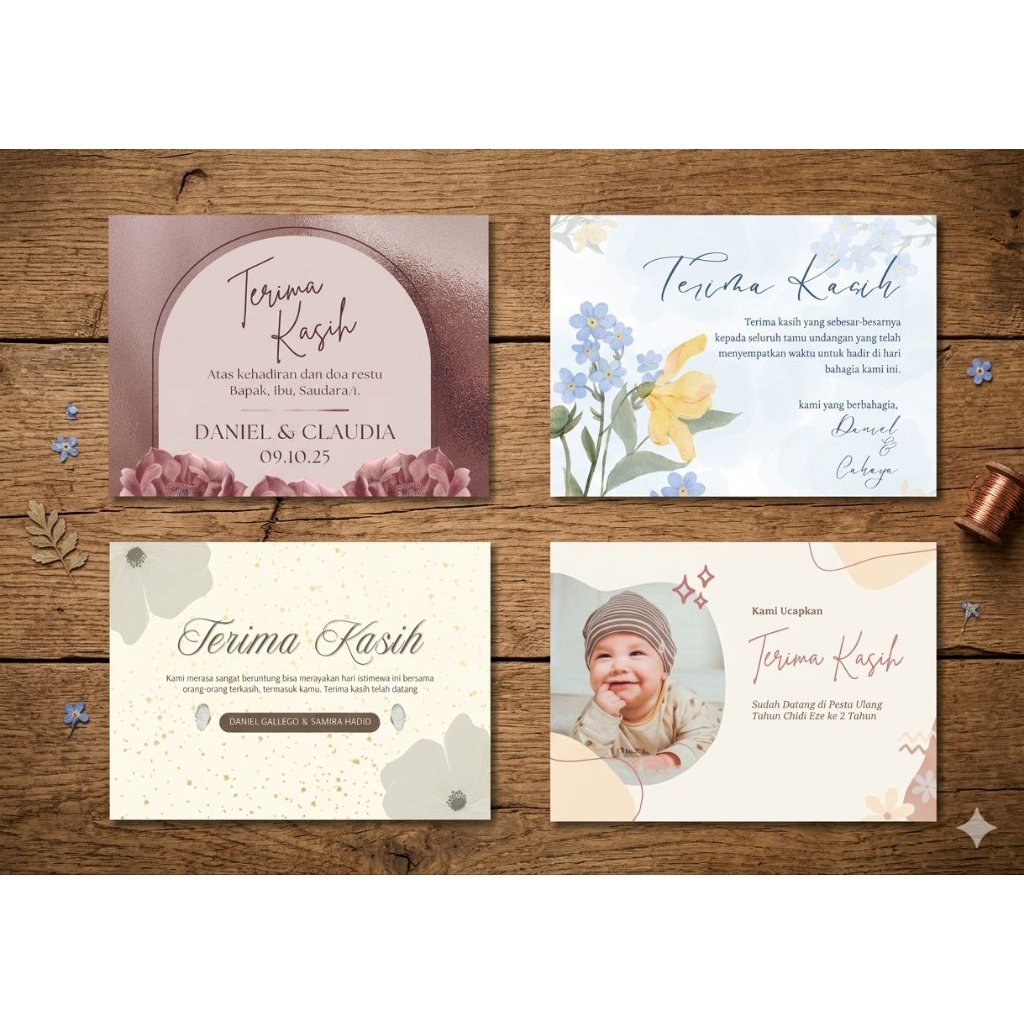 Kartu souvenir Desain Custom, Banyak Pilihan, Mudah Digunakan pernikahan, unduh mantu,ulang tahun, s