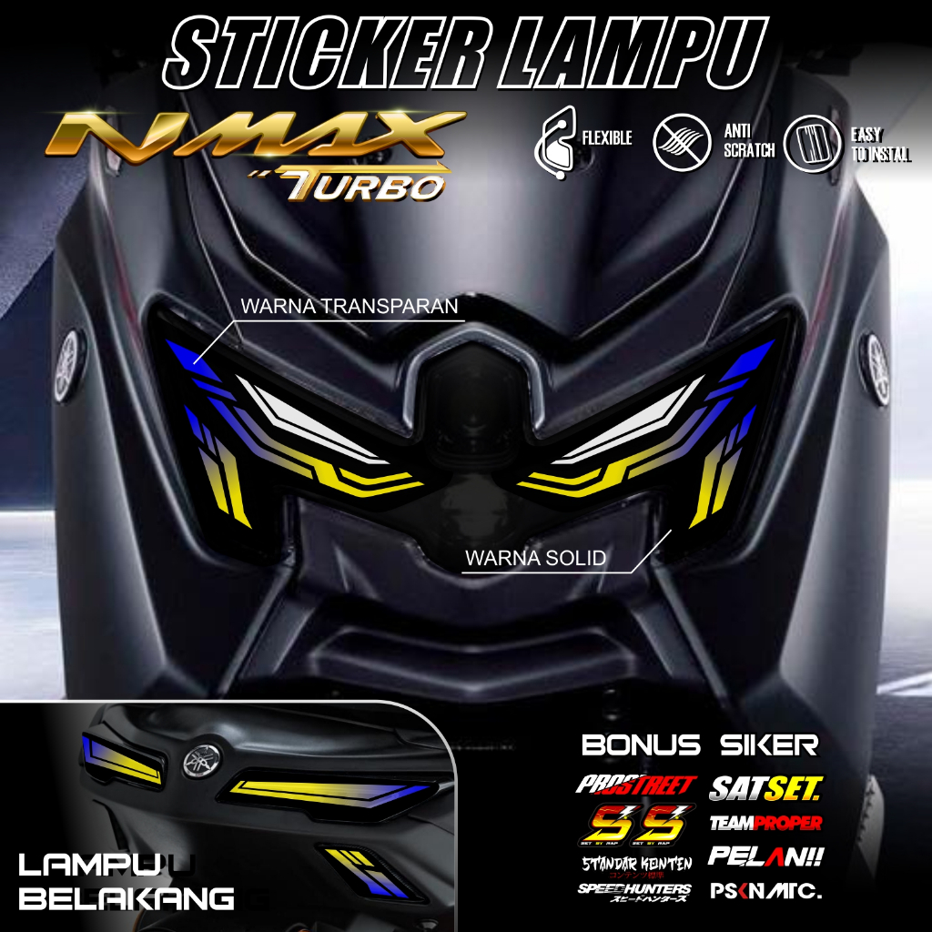 Stiker Lampu Motor NMAX TURBO NEO S 2024 2025 Stiker Lampu Alis NMAX TURBO Bahan TRANSPARAN