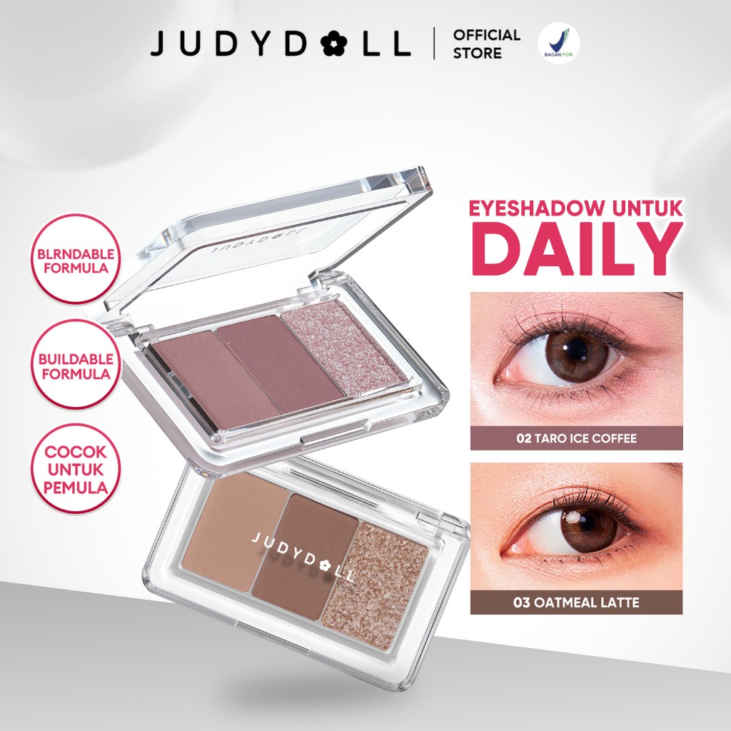 (BARU) Judydoll 3 Colors Eyeshadow Mini Palette - 2.5gr (Eyeshadow Untuk Pemula, Pigmented, Blendabl