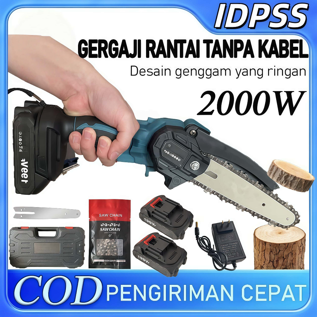 Chainsaw Gergaji Cordless Mesin Lithium Gergaji Rantai Elektrik Portable Genggam Lithium Gergaji Pem