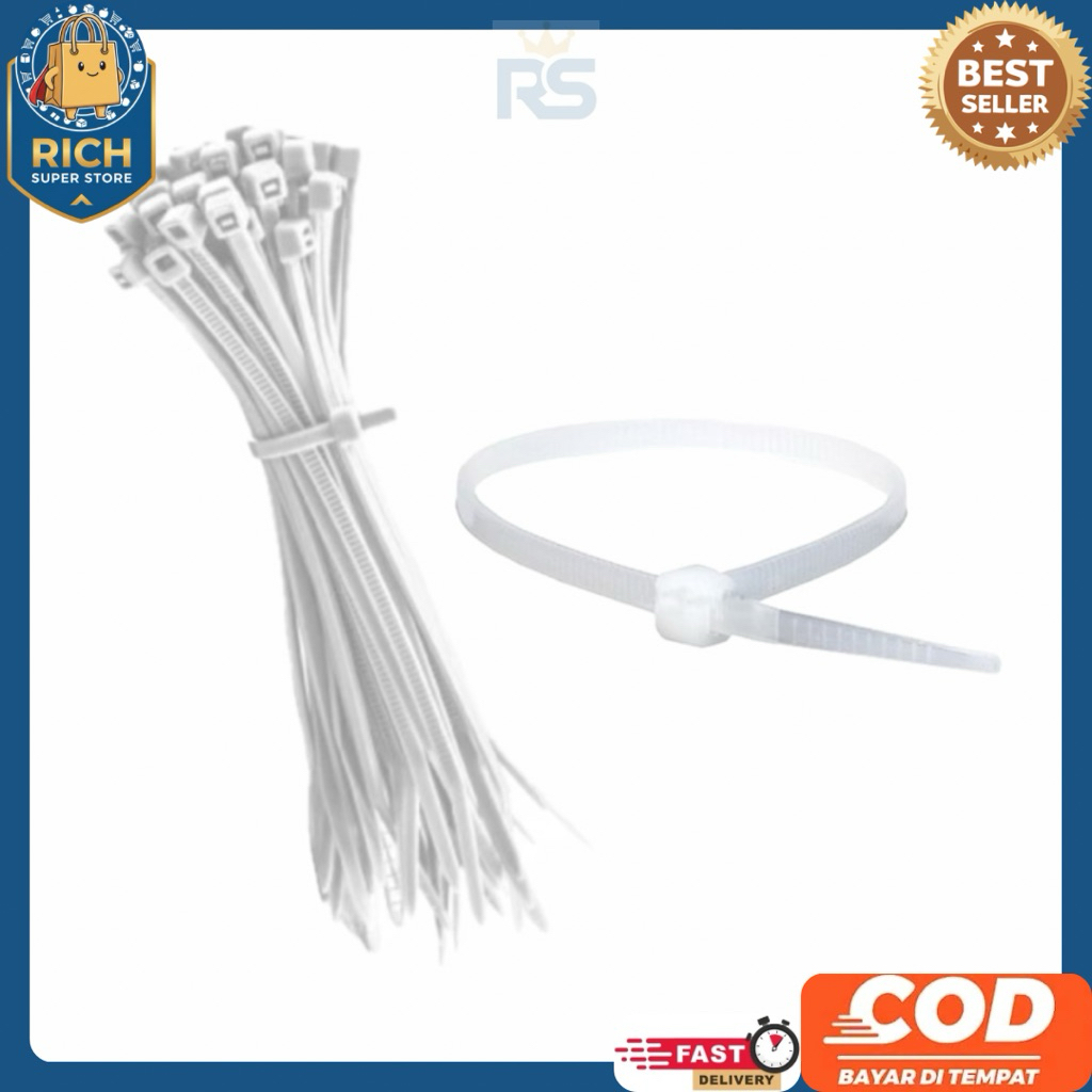 RICH SUPERSTORE (Isi 10 Cable Ties) Cable Ties Kabel Ties plastik Pengikat Loop Tag Lock Hangtag Log