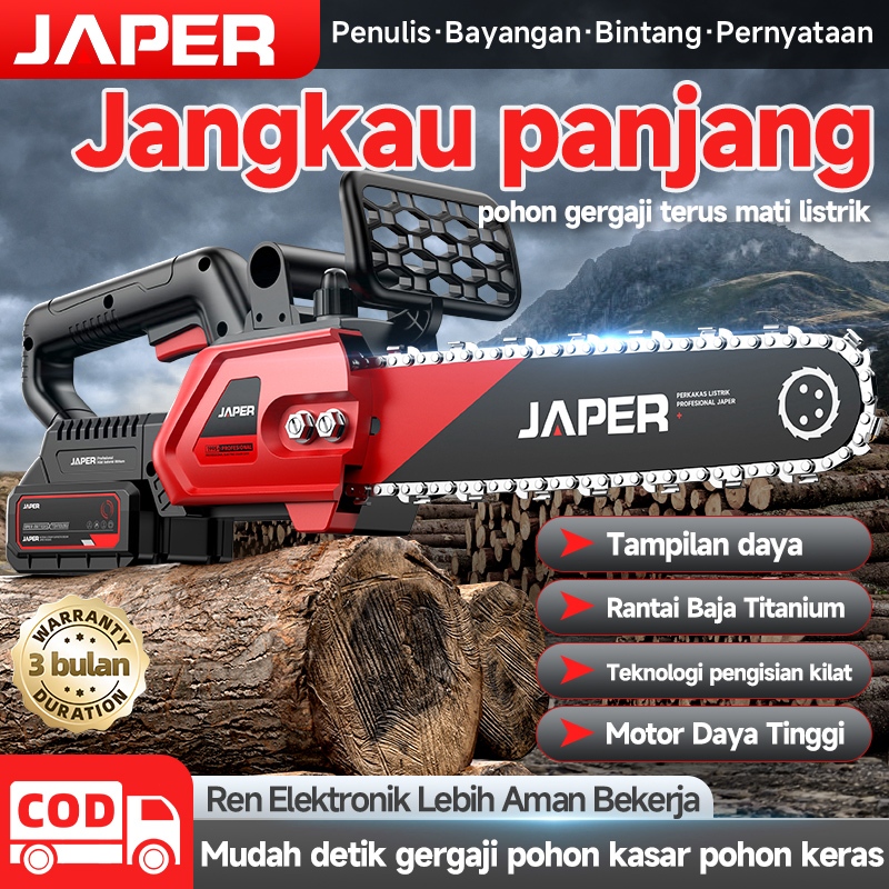 JAPER12 Inci Gergaji Kayu Cordless Lithium Baterai Gergaji mesin chainsaws