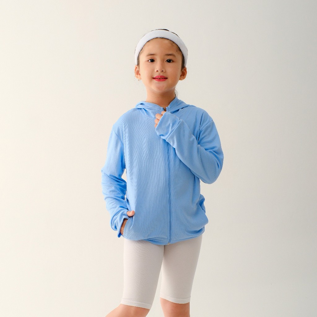 Jaket Outerwear Anak Unisex 3-14 Tahun - Jaket Anti UV & Sun Protection Long Sleeve Mesh AIRism Hood