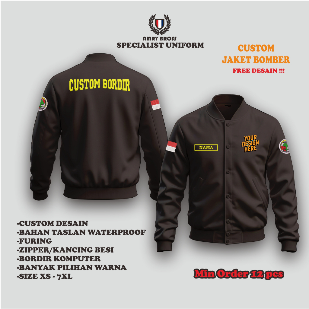 Jaket Varsity Custom Bordir Bahan Waterproof
