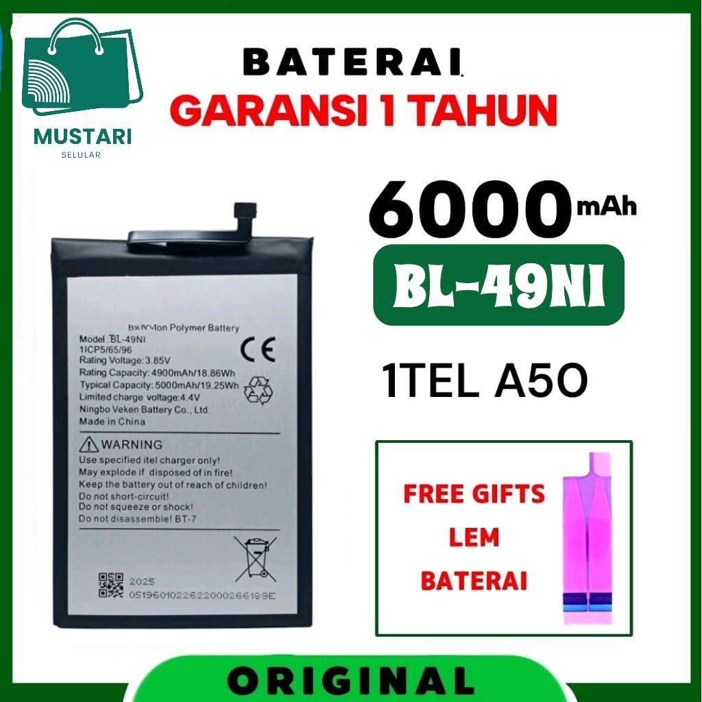 BATRE BATERAI HADPONE HP ITEL VISION A50 BL 49NI ORIGINAL BONUS LEM BATRE ORIGINAL