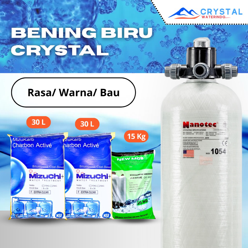 Paket Tabung Media Filter Air FRP 1054 Dengan 3 Media Filter