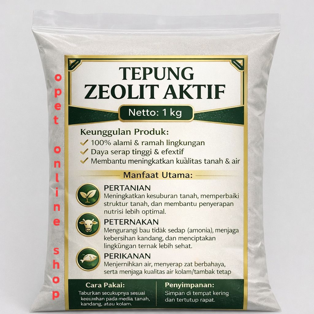 tepung zeolit 1 kg untuk pertanian peternakan perikanan