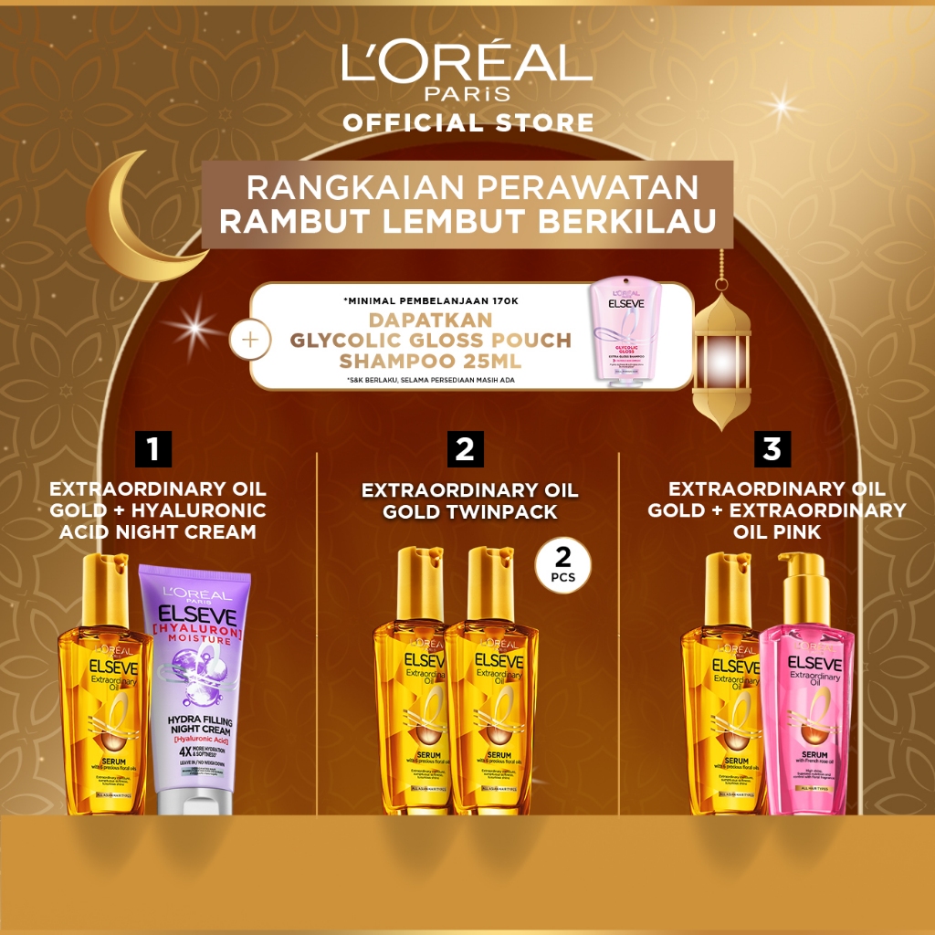 [BUY 1 GET 1] L'Oreal Paris Elseve Extraordinary Oil Gold Hair Serum & Hair Treatment Kit - Rambut H