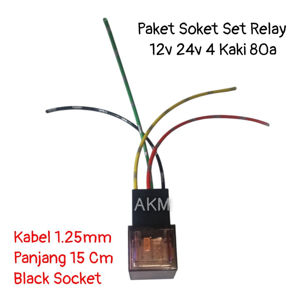 Paket Relay 4 Kaki 12v 24v Set Soket Riley Kaki 4 Pin 80 Ampere