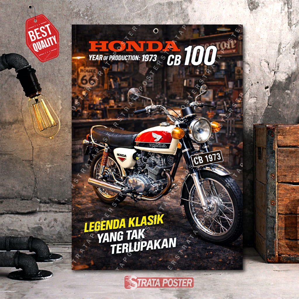 Hiasan dinding aesthetic Poster motor honda cb 100