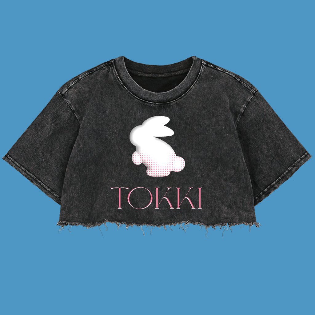 Resmora "Tokki" Crop Top Wash Oversized T-Shirt | Washing | Crop Tee Unfinished | Vintage | Atasan |