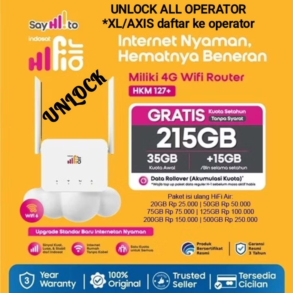 HKM 0127+ DAN HUAWEI B636 HIFI AIR LTE 4G+ UP TO 400mbps BONUS KUOTA DAN BERGARANSI RESMI