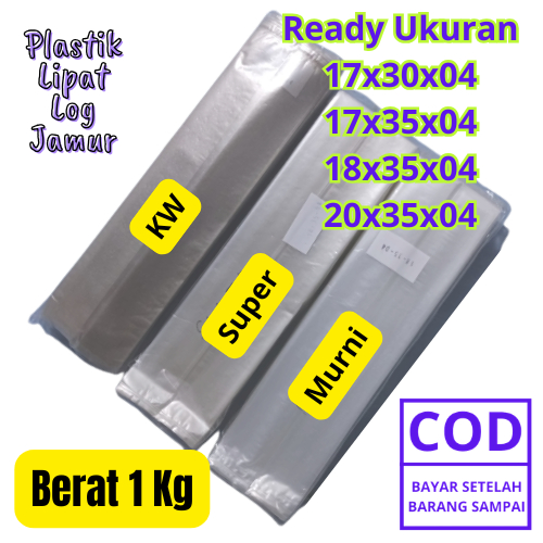 Plastik Lipat Baglog Jamur PP Tahan Panas 17 18 20 x 35 Media Tanam Jamur Tiram Kuat Sterilisasi