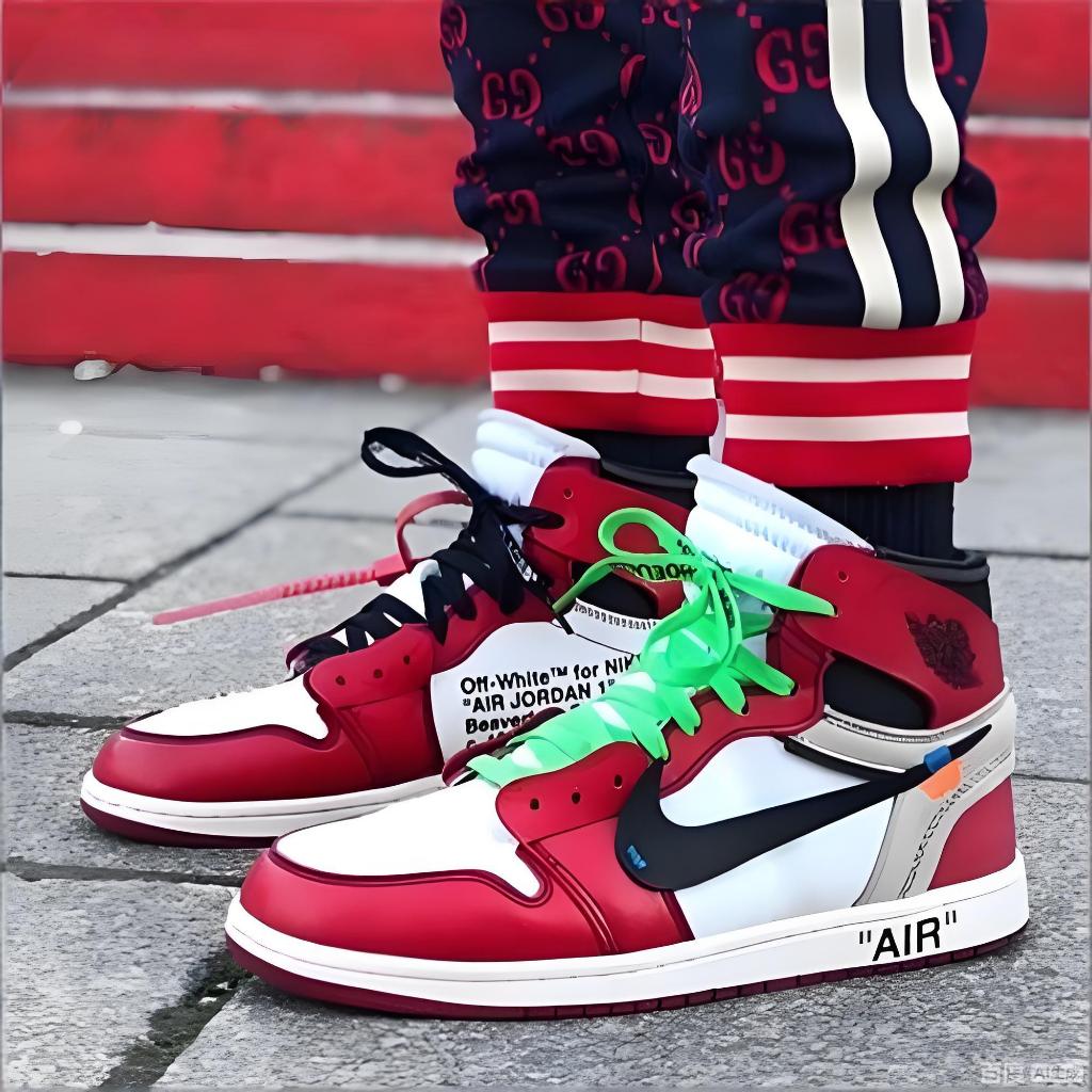Air Jordan 1 x OFF-WHITE Chicago AJ1 OW epatu kasual pria dan wanita, sepatu pasangan