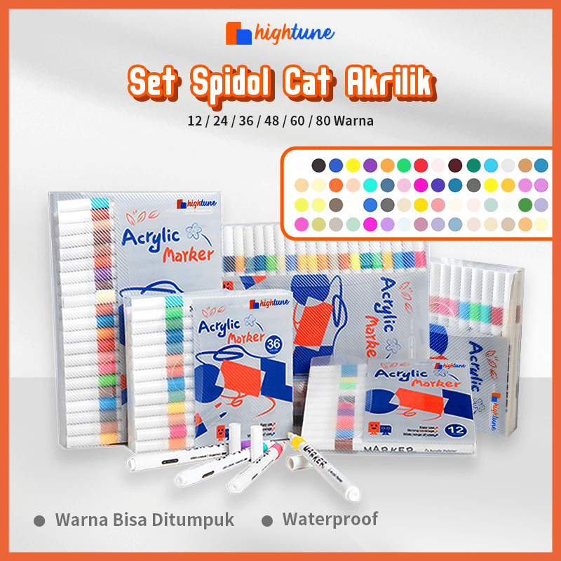 [READY] HIGHTUNE Spidol Acrylic Marker Spidol Warna Warni 1 Set DIY Painting Akrilik Marker 80 Warna