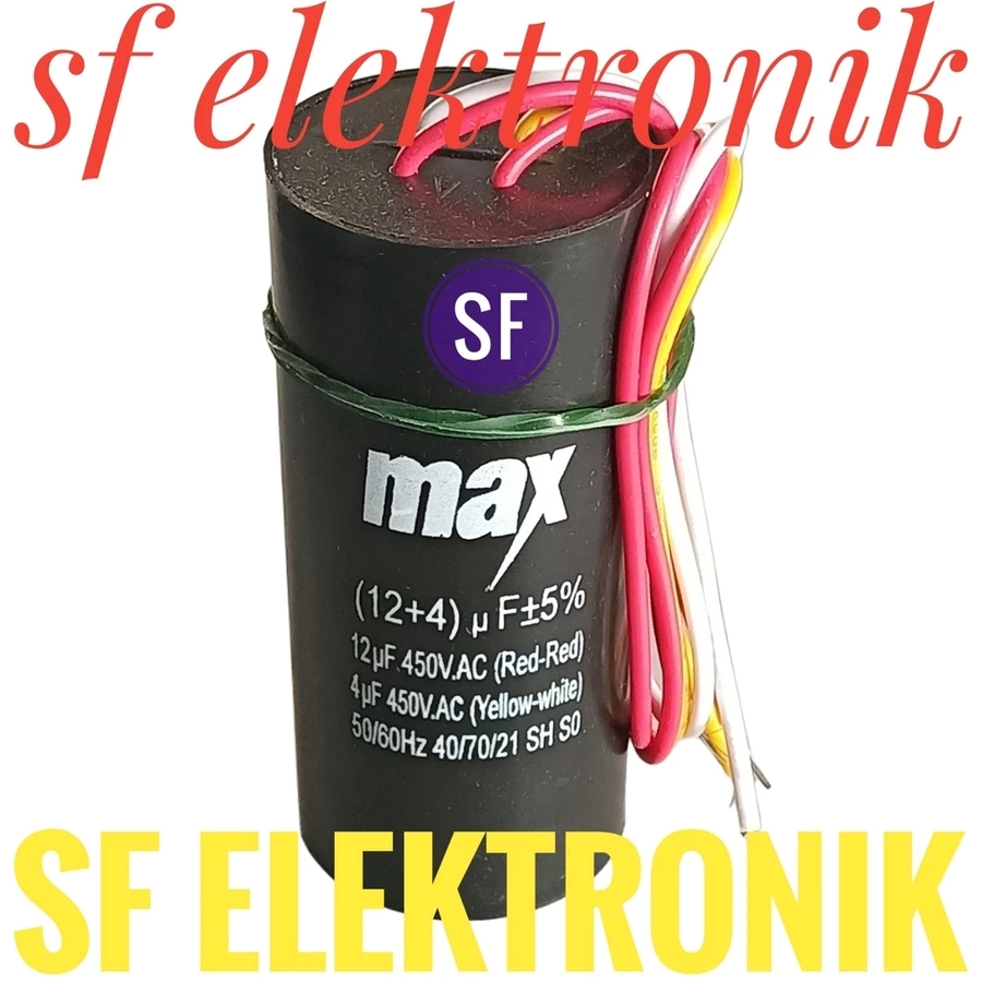 Kapasitor Capacitor 12Uf+4Uf 450V Bulat 4 Kabel