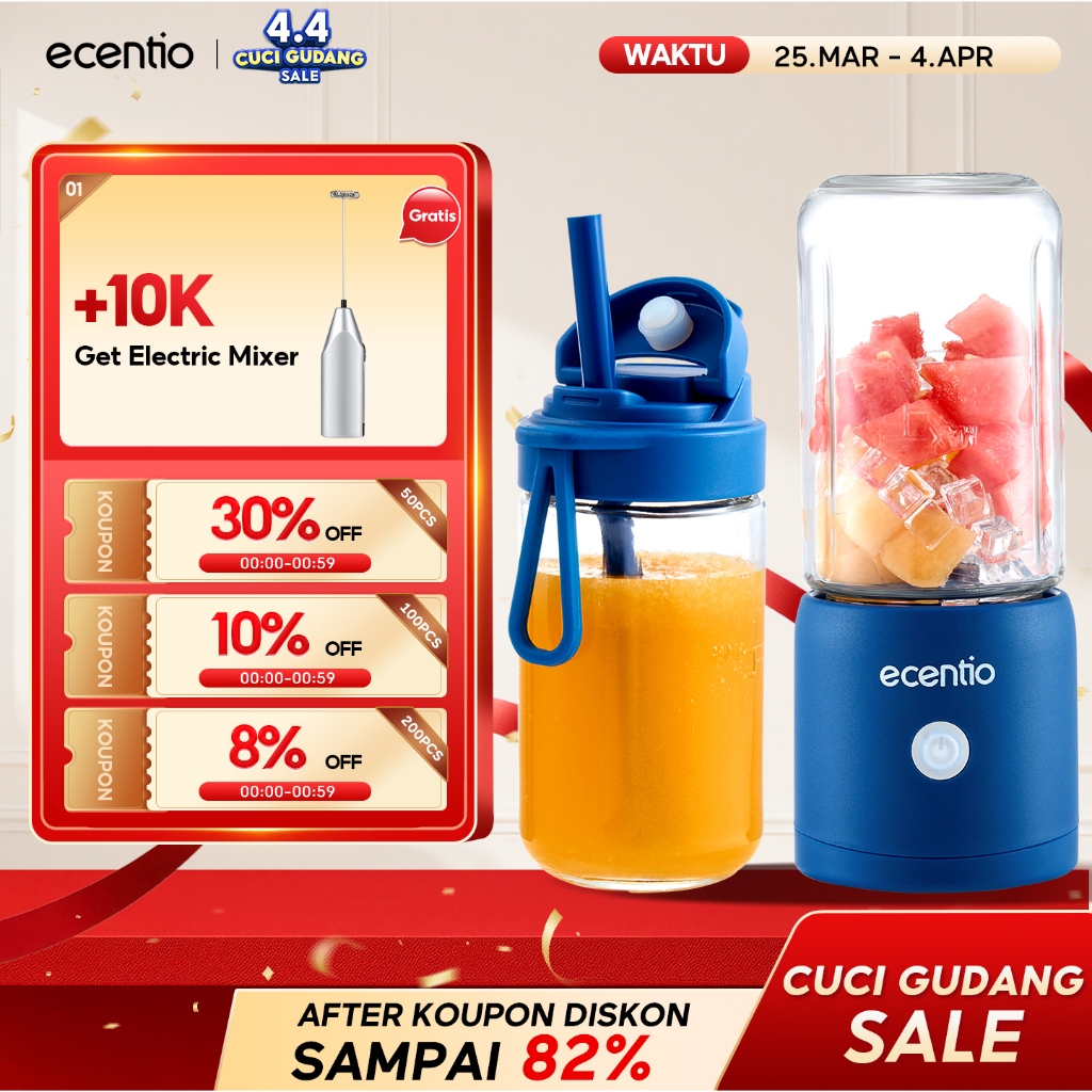 ecentio blender portable kapsul Kaca Gelas juicer buah tanpa ampas 10 Pisau blender jus buah hand bl