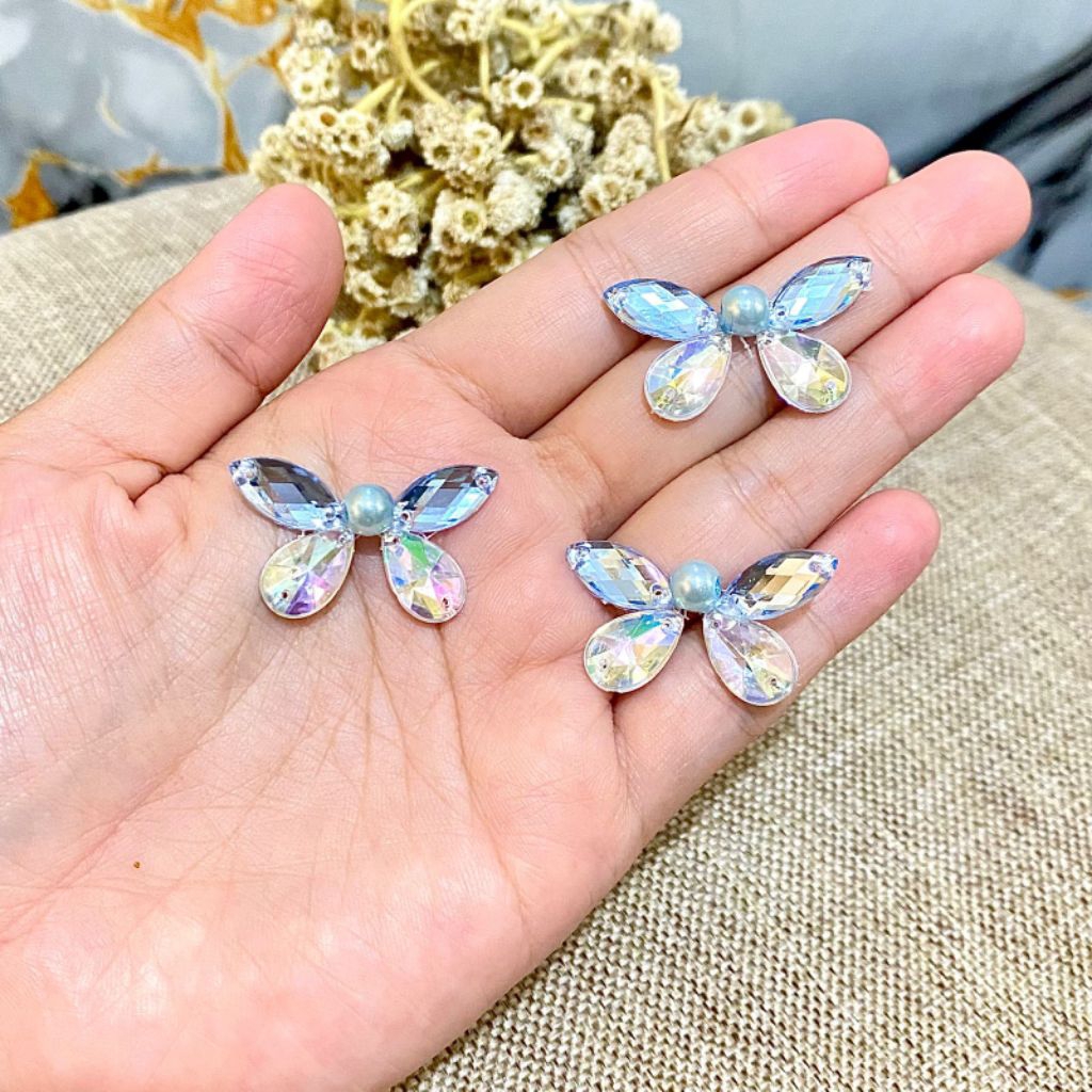 Hiasan Bordir Kristal Motif Daun Warna Pink dan Pink Muda, Dekorasi Pakaian Elegan/Payet Pengantin /