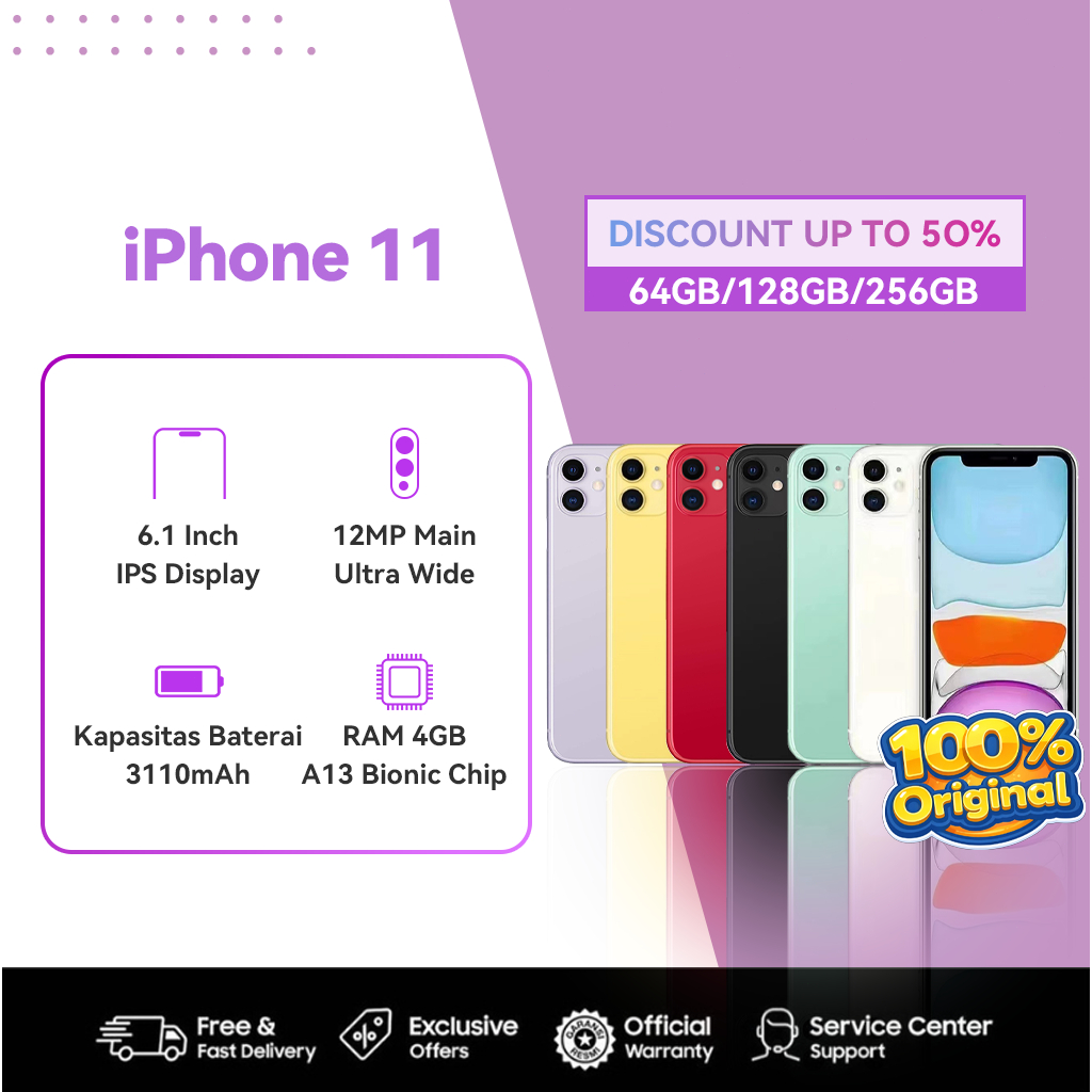 iPhone 11 iBOX 64GB 128GB 256GB Second Original Fullset Kondisi Like New 95%+ Normal Siap Pakai