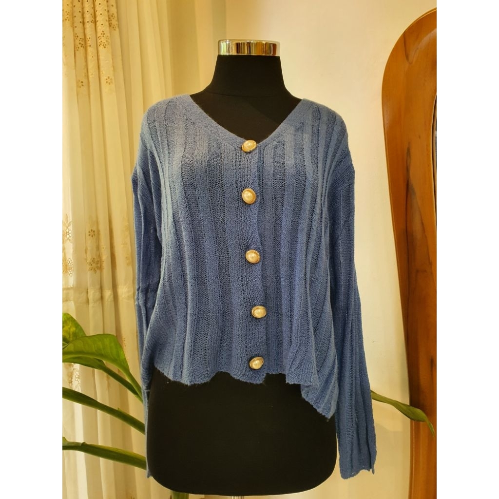 CARDIGAN RAJUT BIRU
