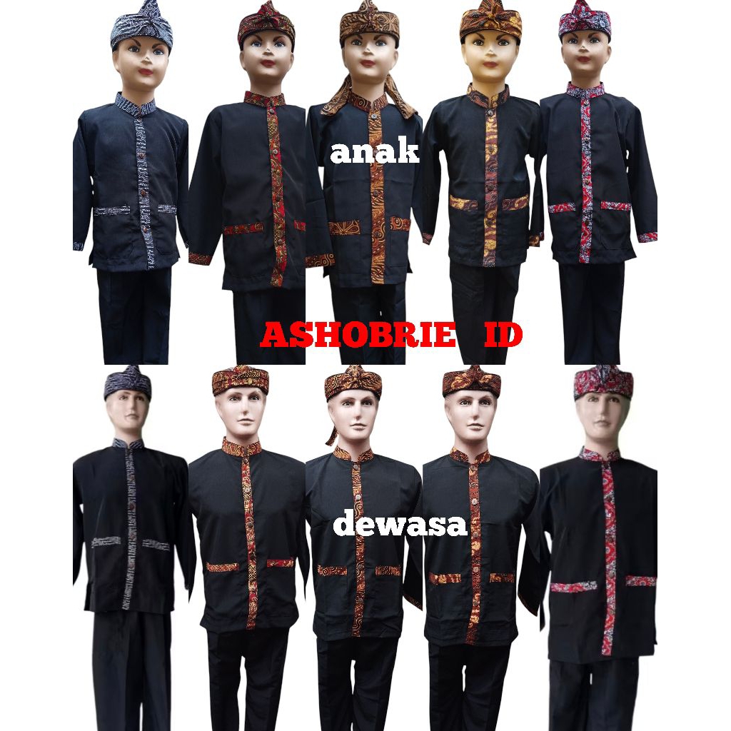 couple baju pangsi anak sd smp dewasa stelan baju adat sunda murid dan guru free iket