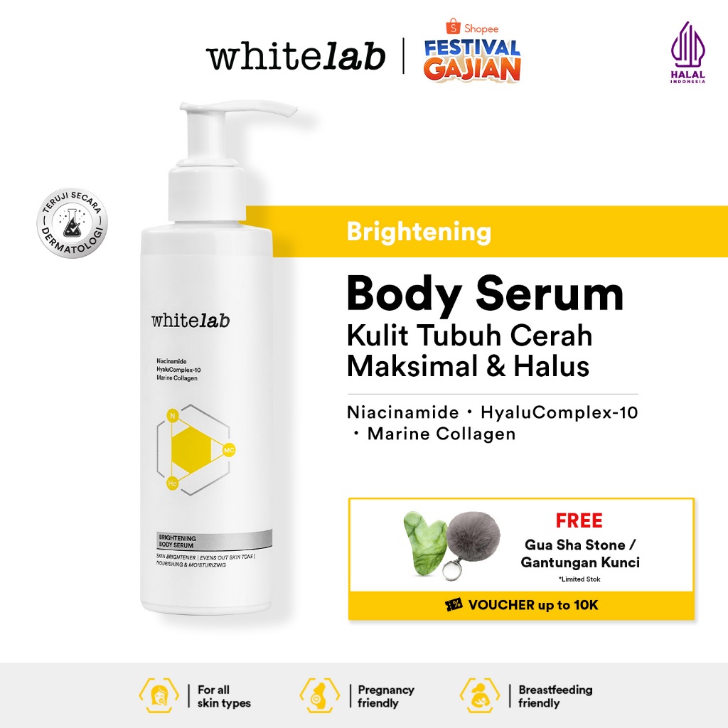 Whitelab Brightening Body Serum - Pelembap Pencerah Kulit Badan dengan Niacinamide, Hyaluronic & Col