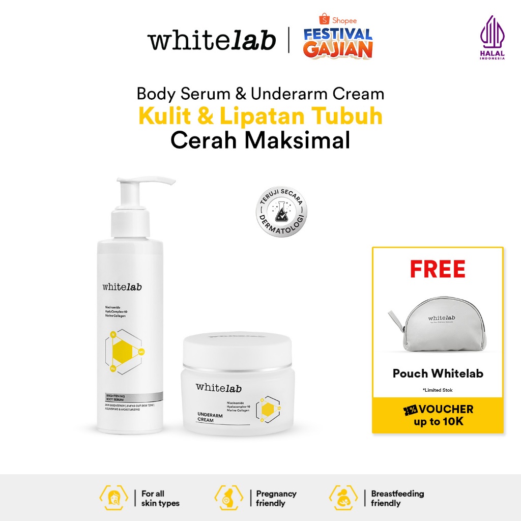 Whitelab Brightening Body Serum + Underarm - Pencerah Kulit Badan, Ketiak, Selangkangan dan Lipatan 