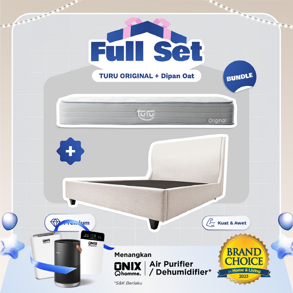 Set Bundle Pocket Spring Bed TURU ORIGINAL + Dipan PEANUT / OAT TURU - FULL SET TERMURAH TERLARIS