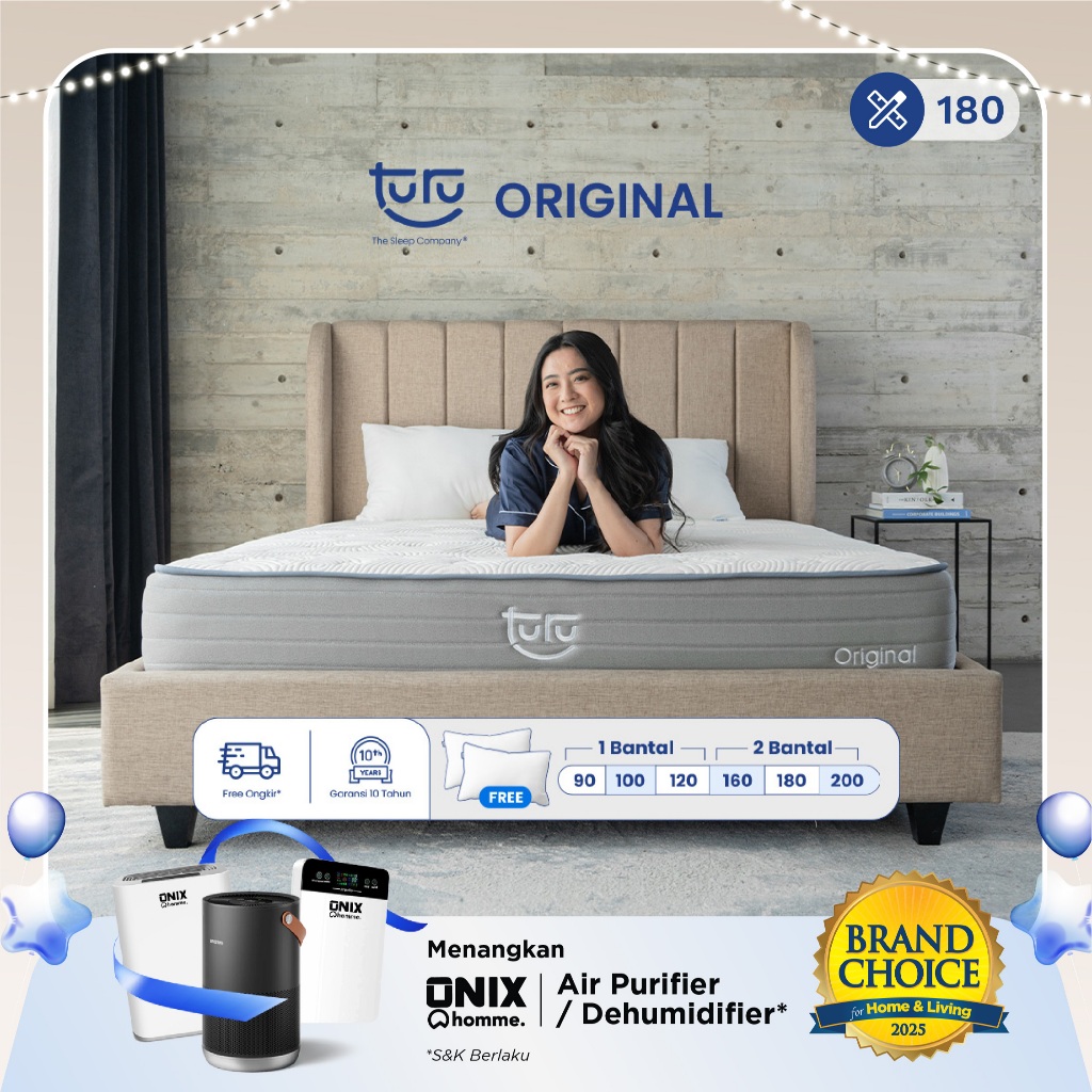 Turu - Kasur Pocket Spring Bed TURU ORIGINAL ukuran 180x200 (King Size) Free Bantal