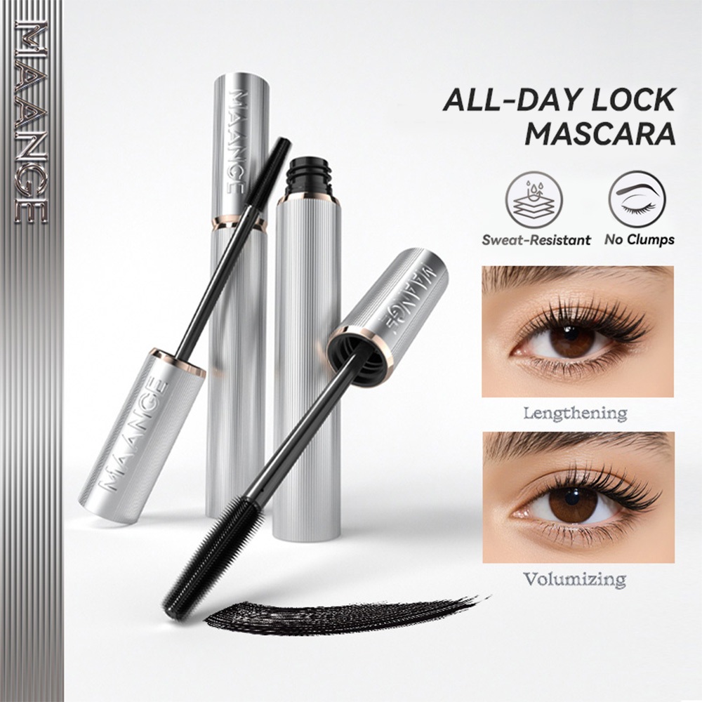 MAANGE Professional Length & Volume Mascara 2 IN 1 Silicone Brush Long-lasting Waterproof Sweatproof
