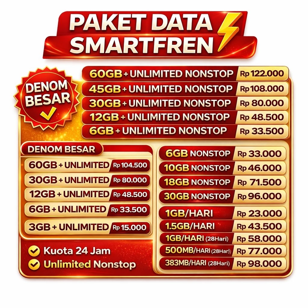 FAST RESPON MURAH PAKET DATA SMARTFREN UNLIMITED NONSTOP / VOUCHER SMARTFREN UNLIMITED / KUOTA SMART