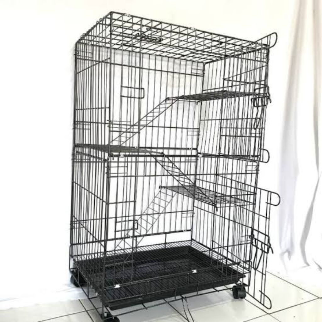 Kandang Kucing Tingkat 3 Besi Tebal Ukuran 100x60x45 cm
