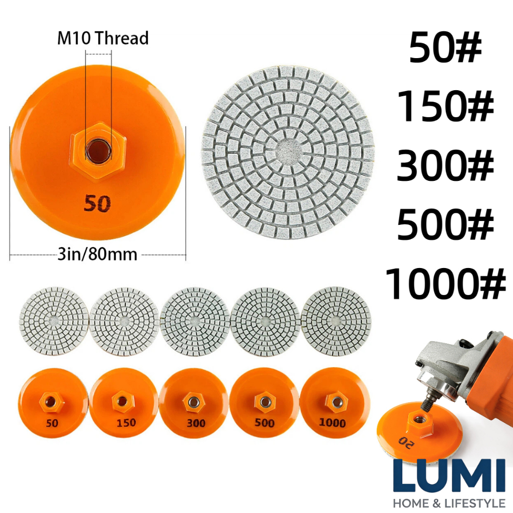 Diamond Pad 3 Inch 80mm Mata Poles Granit Marmer Keramik Batu Alam Diamond Polishing Pad Basah Kerin