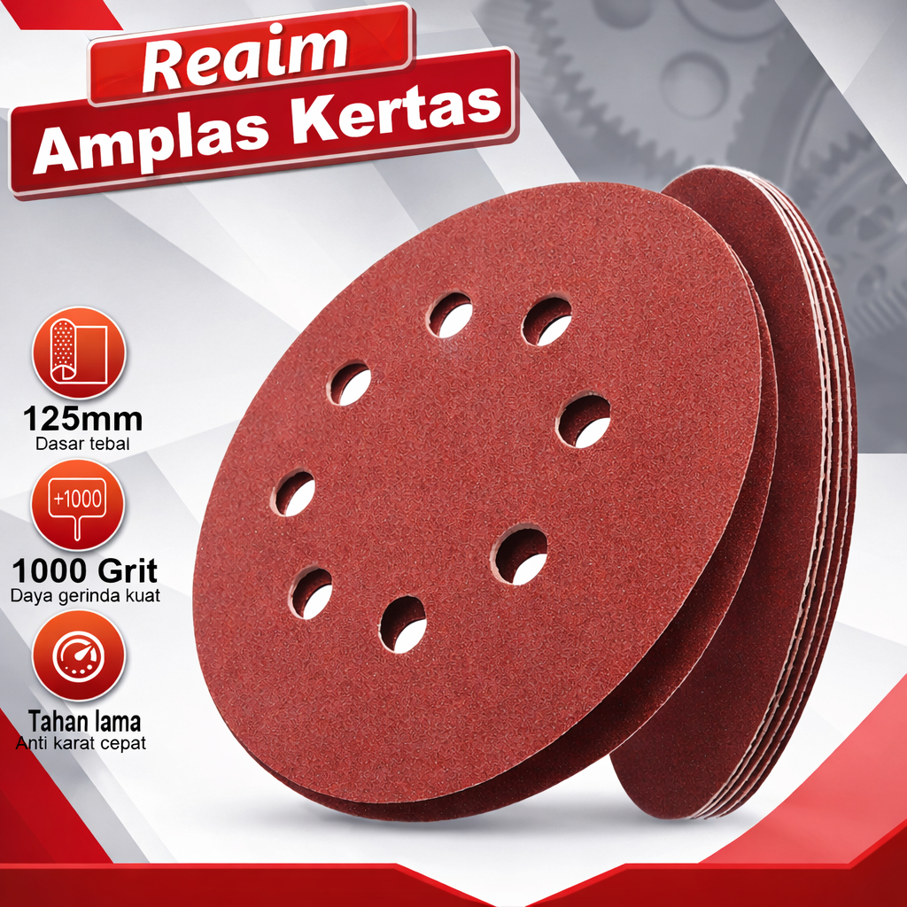 Reaim 10 Pcs Kertas Amplas Bulat Lingkaran 125 mm 4" Inch Grit 800 - 1000