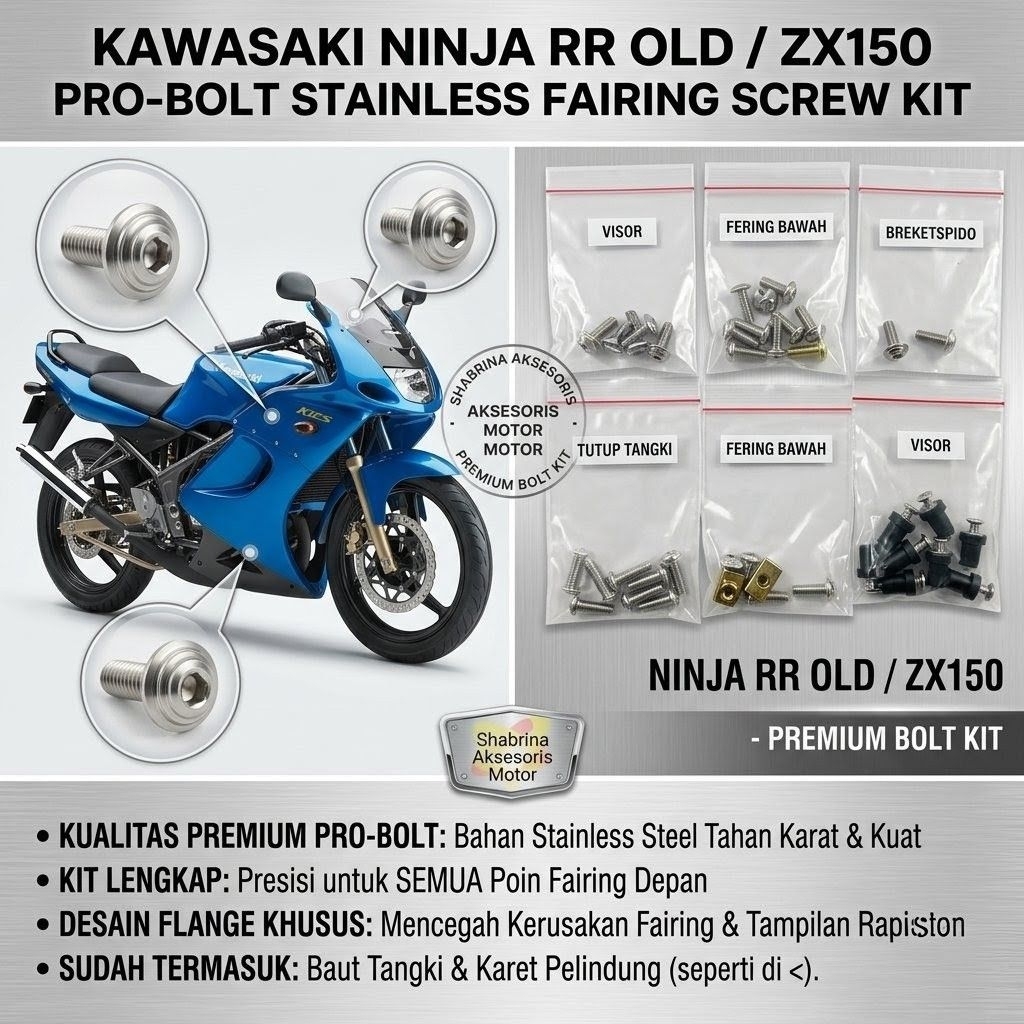 Baut Body set Ninja RR old Stainless steel Anti karat/ Baut Body fullset ninja rr old Stainless stee
