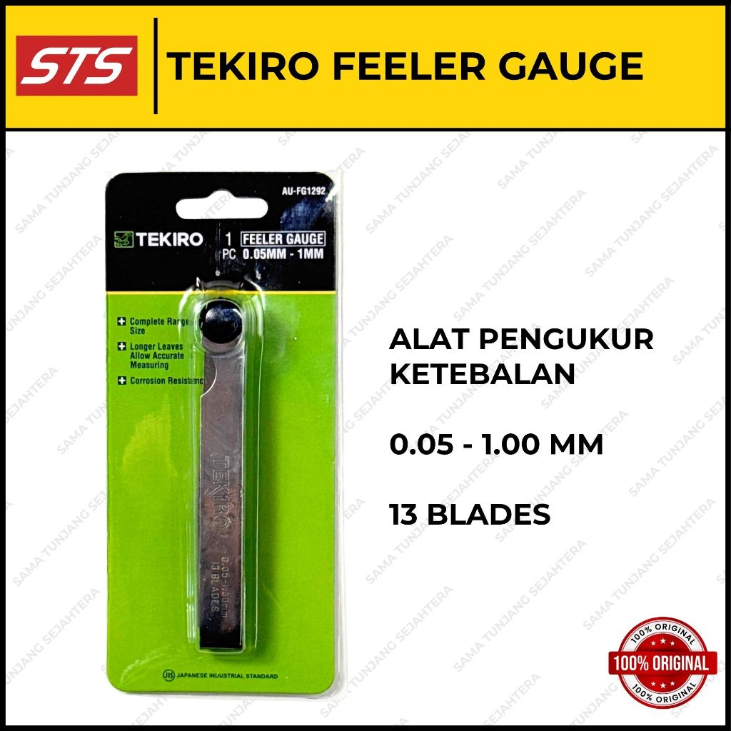 TEKIRO FEELER GAUGE 0.05 - 1.00 MM - 4" X 13 BLADES - PULLER GAUGE - STELAN KLEP MOTOR MOBIL - ALAT 