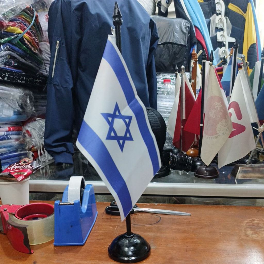 BENDERA MEJA ISRAEL / BENDERA MEJA ISRAIL + TIANG KAYU