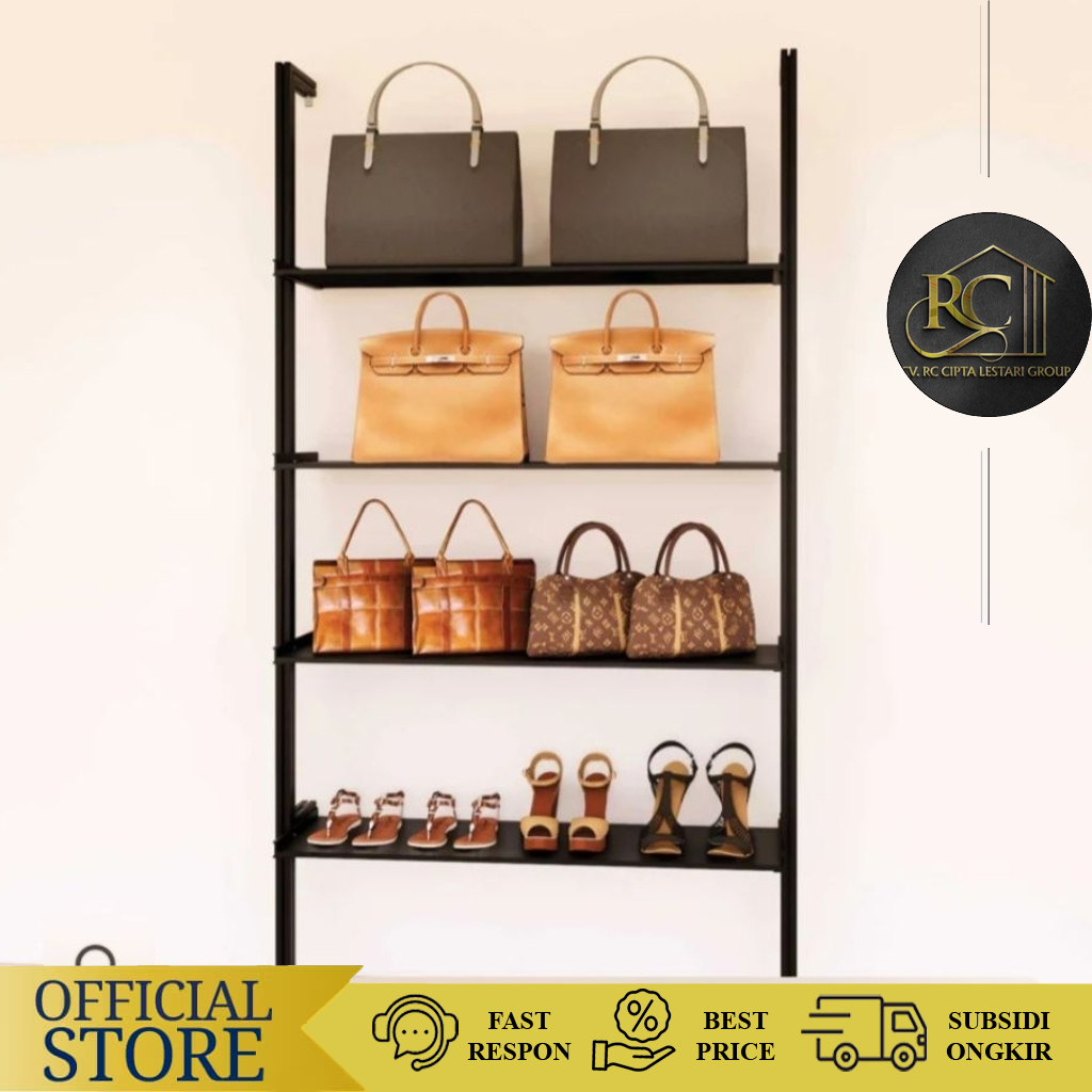Rak Pajangan Display Tas Rak Susun Dinding