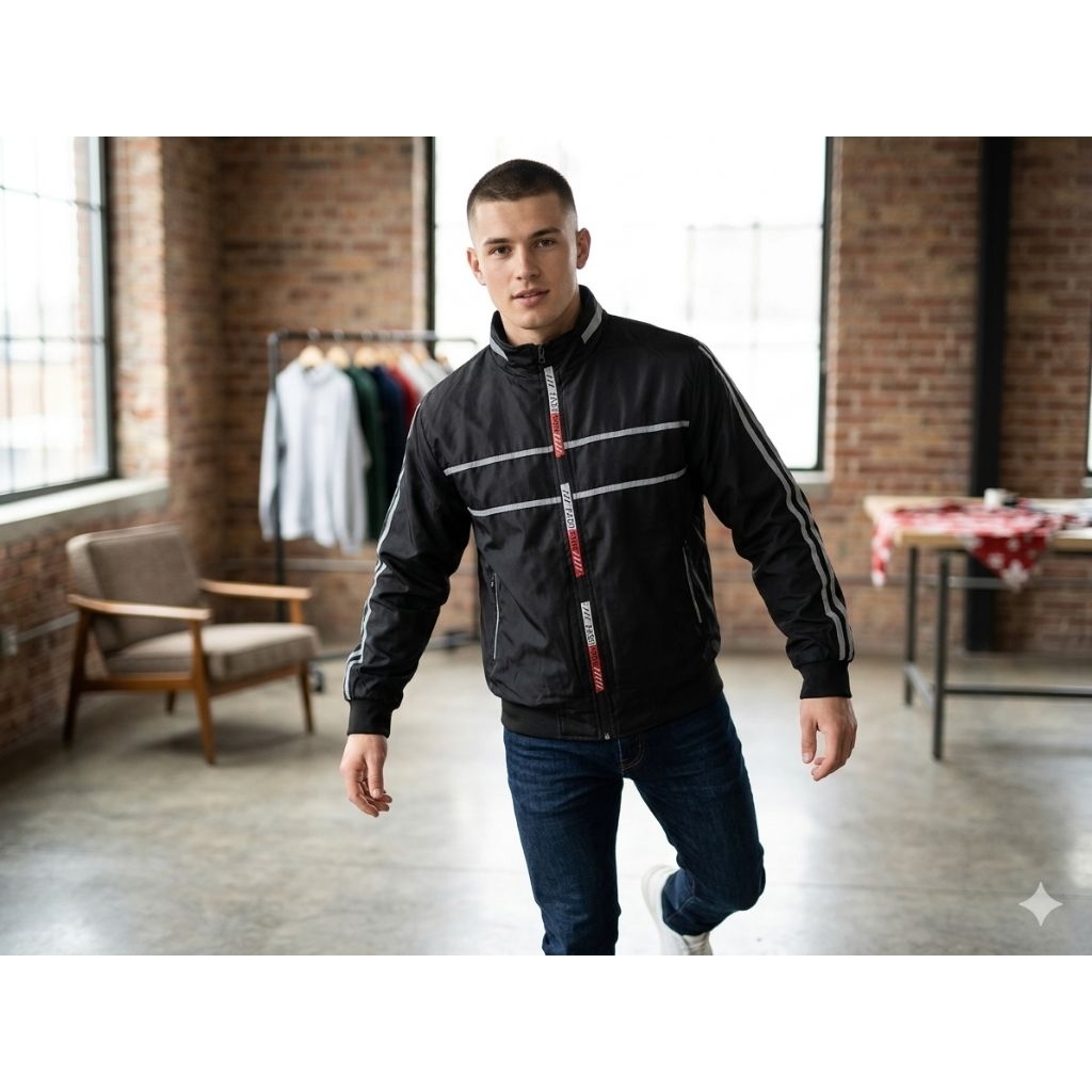 jaket nyala pria/wanita murah berkualitas bahan parasut list nyala