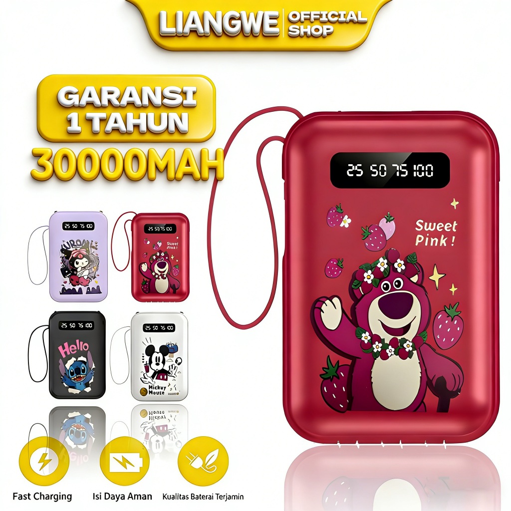LIANGWE LENTIVEN Powerbank 30000mah Mini Transparan Fast Charging BHG