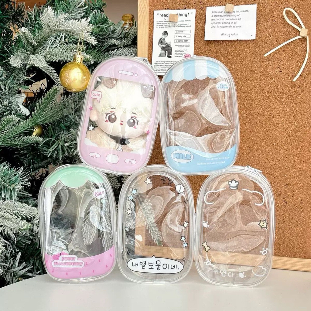 Pouch Doll Tas Boneka Mini Transparan Merch Idol Kpop - Phone Baby Pink