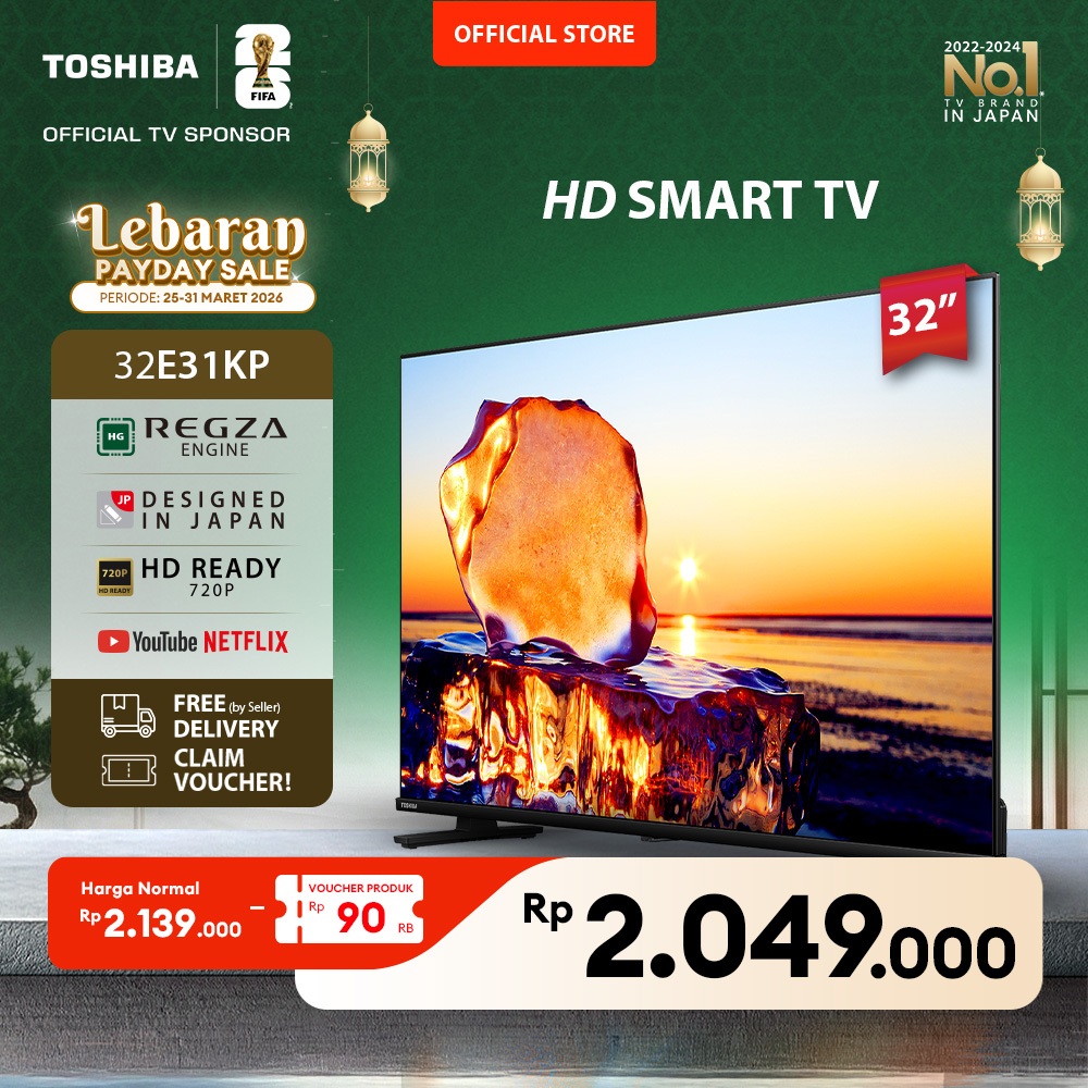 [HD Smart TV] [KHUSUS ONLINE] Toshiba TV 32" HD Smart TV - WIFI Netflix Disney+ Youtube Dolby Audio 