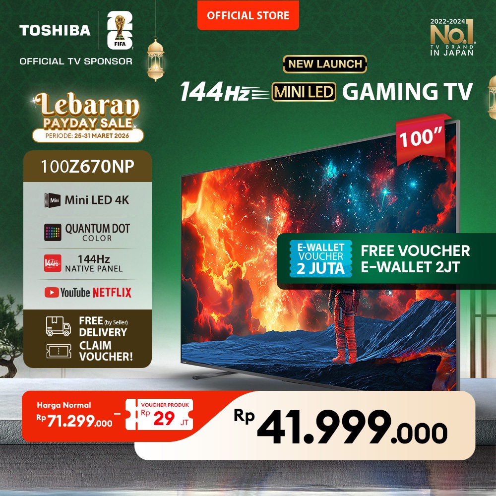 [4K Mini LED 144Hz] [FREE BRACKET] Toshiba GAMING TV 100" 144Hz 4K UHD Smart TV - Dolby Vision IQ an