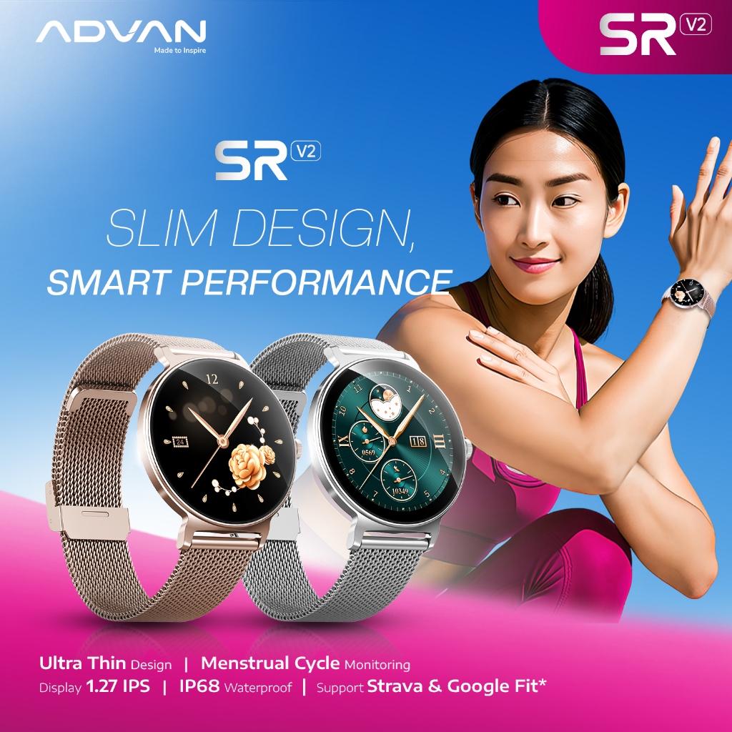 [BEST SELLER] ADVAN Smartwatch SR V2 | AI Voice Assistant | Wireless Bluetooth Call | IP68 Waterproo