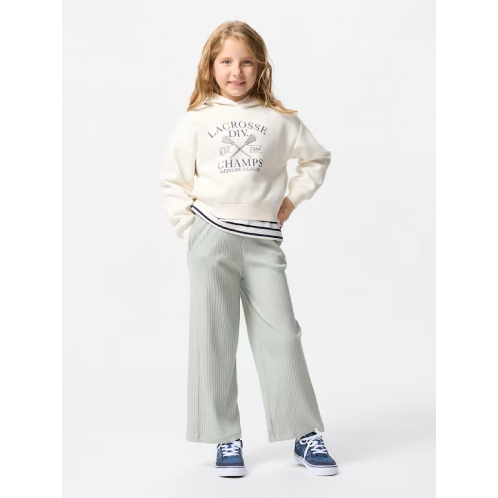 UNIQLO Celana Lebar Rib Hijau | Ribbed Wide Pants Green