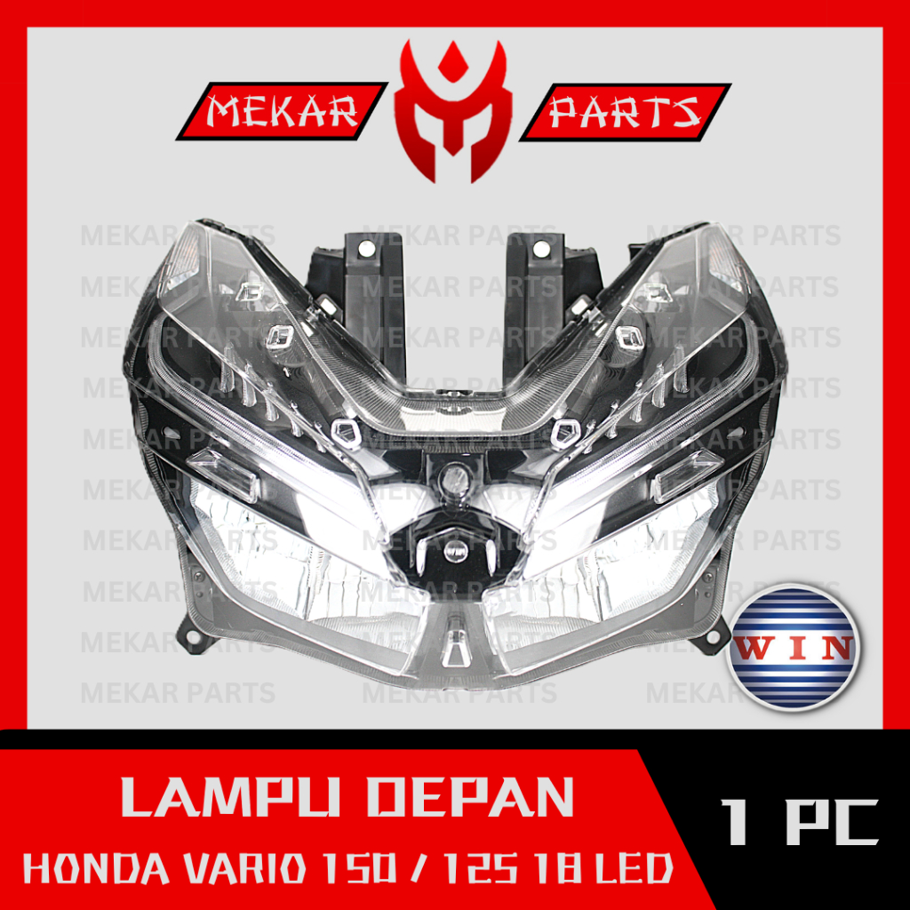 MEKAR-PARTS/WIN-LAMPU-DEPAN/REFLEKTOR/HEADLAMP/HEADLIGHT/MOTOR/HONDA/VARIO-150/125-18-LED/2018-2025/