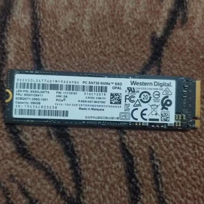 SSD NVMe 2280 WD Black SN720 256GB Gen 3 - Normal Sehat