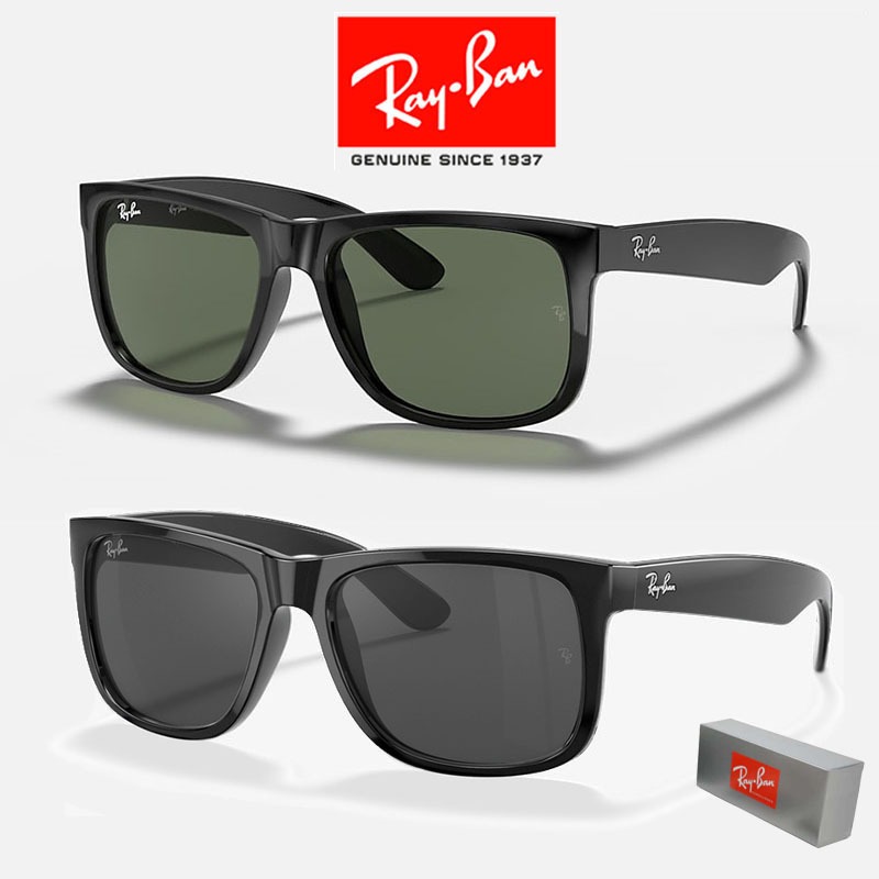 100% Original Kacamata Hitam Ray-Ban Wayfarer Justin RB4165 Black Green Unisex Sunglasses